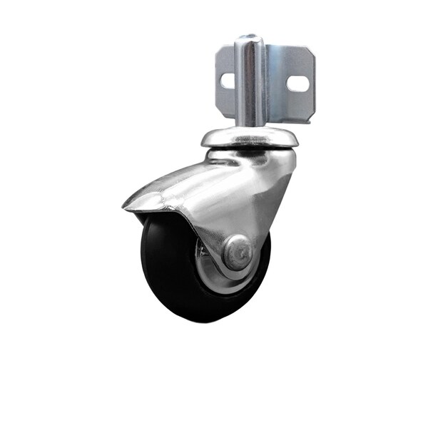 Service Caster 2'' Bright Chrome Neoprene Rubber Caster Side Mount Bracket SCC-GR03S210-NPRB-BC-71678-CB180 - main